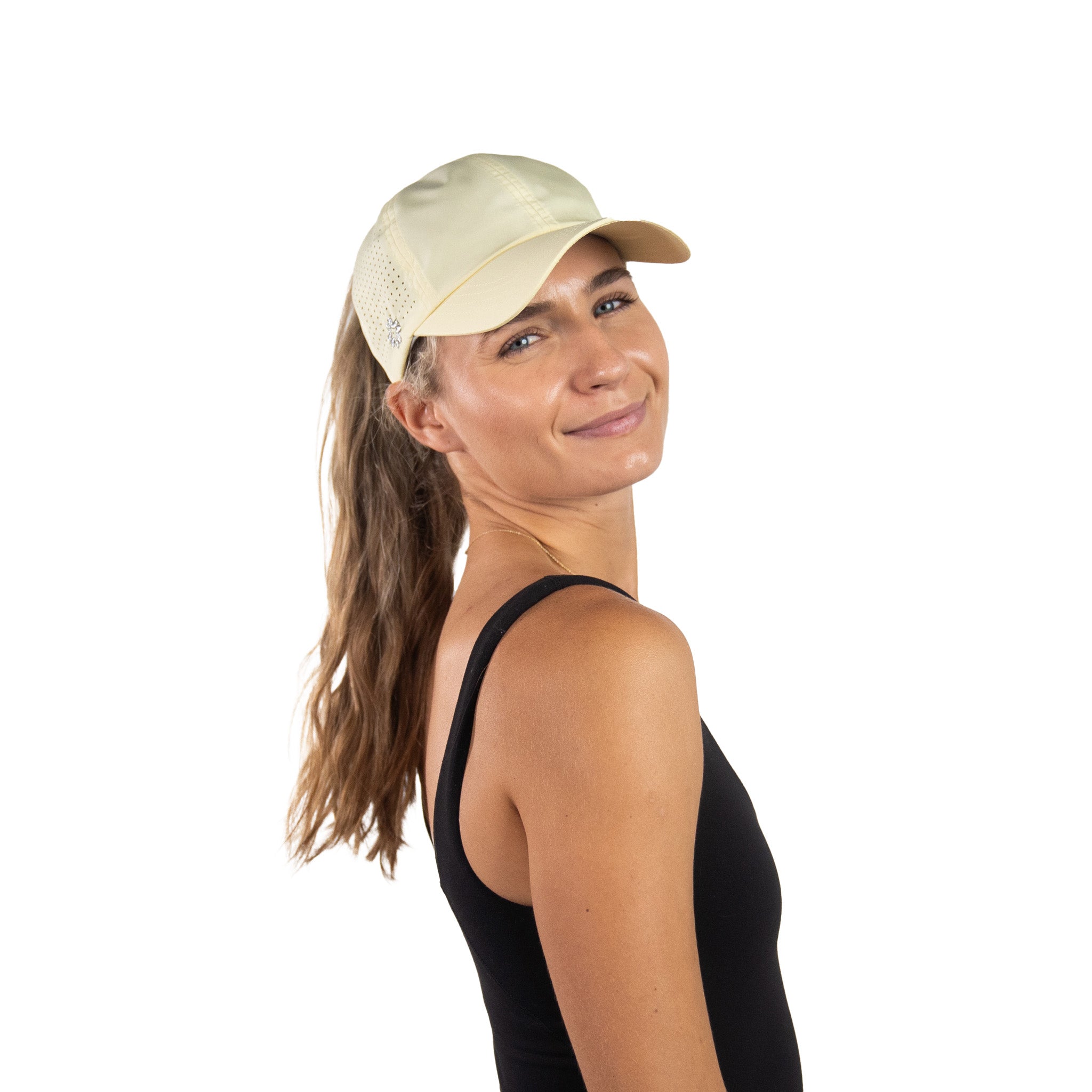 Sun Goddess, Mellow Yellow ponytail hat, UPF 50+ VIMHUE